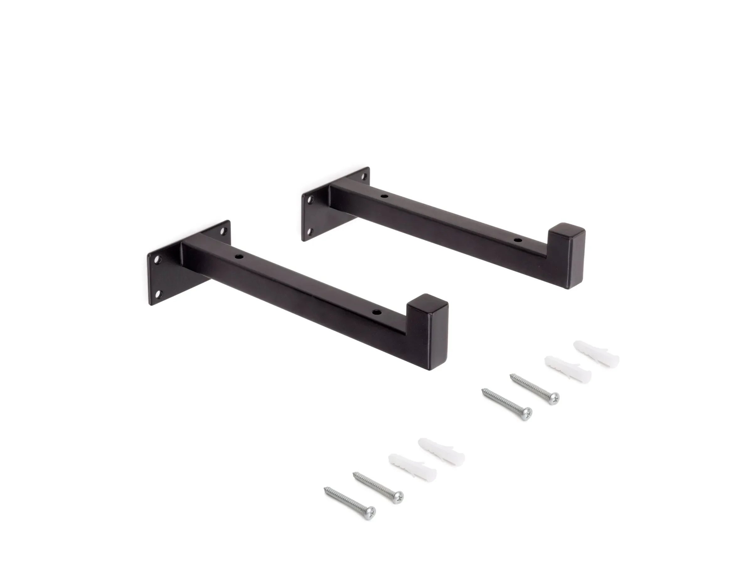 Emuca Regalträger Set für Holzregale Vierkantrohr Stahl Schwarz