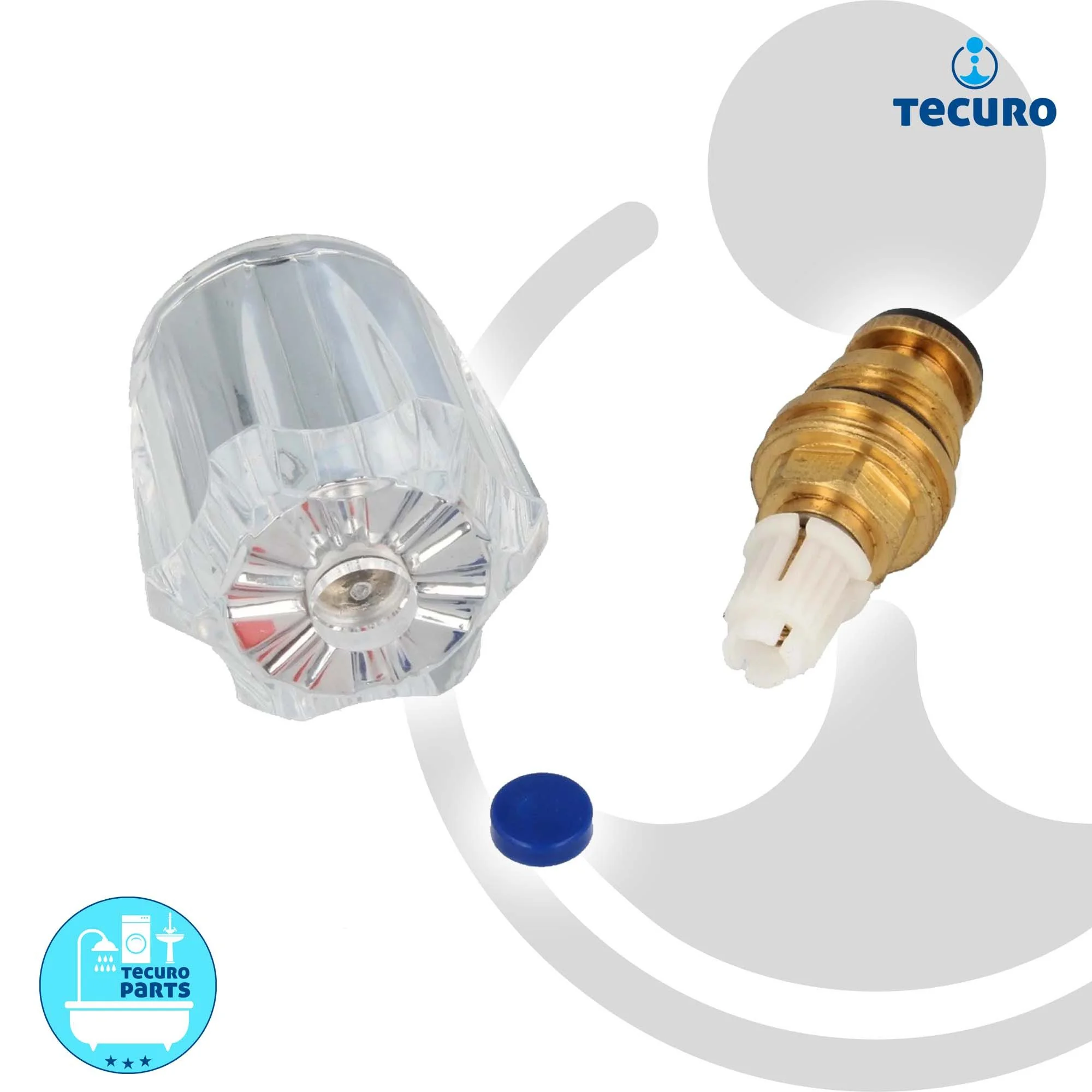 tecuro Hahnoberteil 1/2 Zoll blau mit Acrylgriff Badarmatur