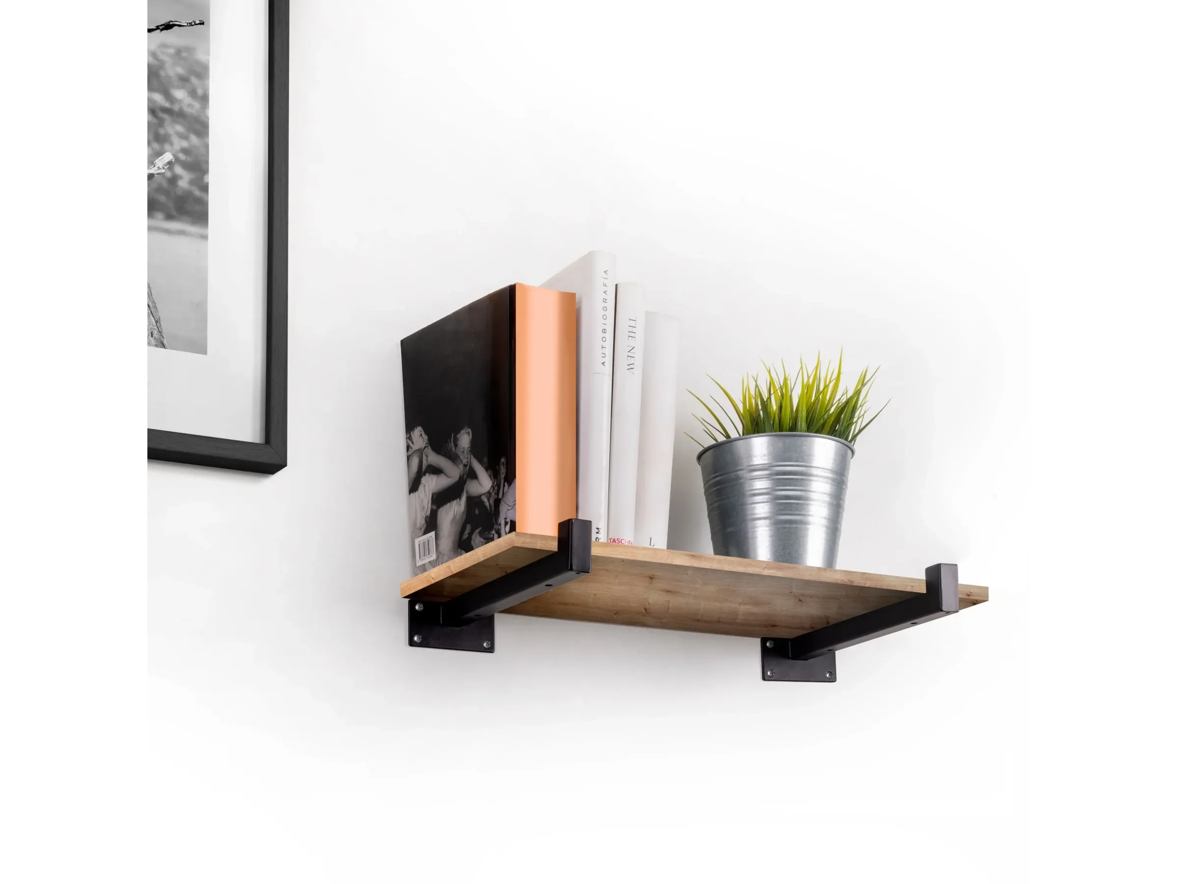 Emuca Regalträger Set für Holzregale Vierkantrohr Stahl Schwarz