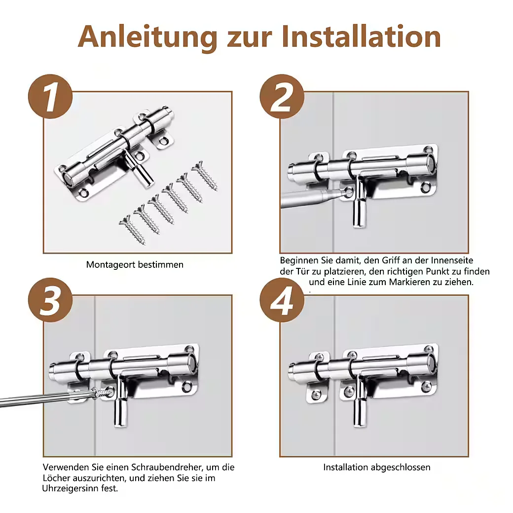 FOUORTUNATE-BEE Türriegel 2 Stück Edelstahl rostfrei korrosionsfest