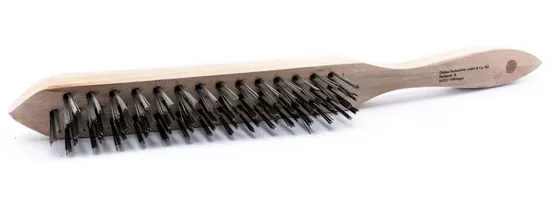 TrendLine Drahtbürste 3-reihig Stahlborsten Holzgriff