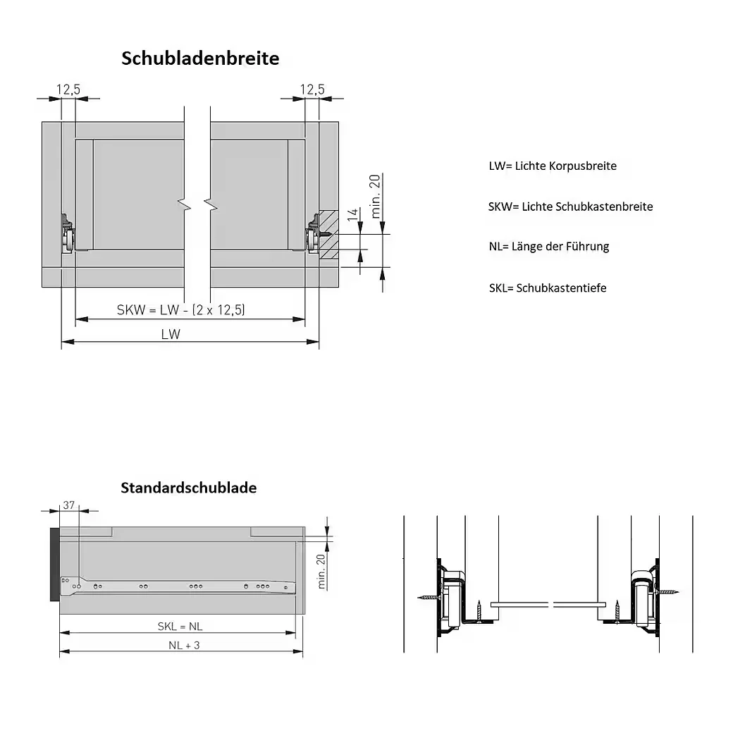MS BESCHLÄGE Teleskopauszug 1 Paar 4-teilig Schubladenauszug