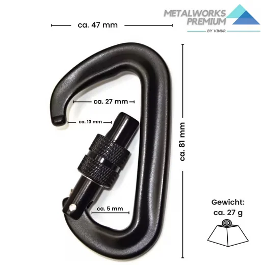 METALWORKS PREMIUM Alukarabiner Sicherheits Schraubkarabiner