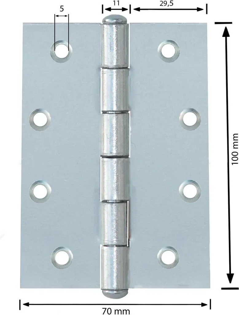 KeyMet Scharniere gerollt halbbreit 100x70x2,5 mm silber verzinkt