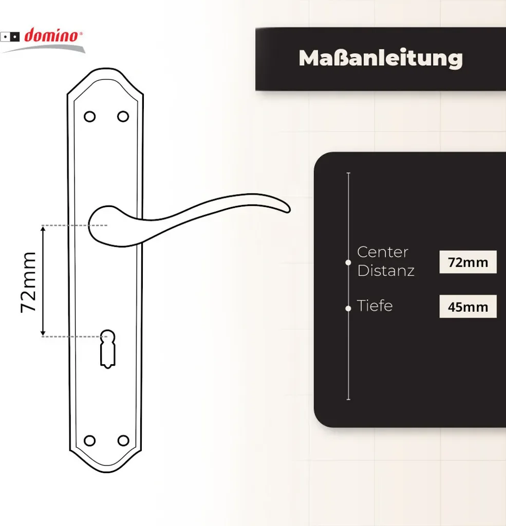 DOMINO VENUS M1 Drückergarnitur BB Langschild Messing Gold 72 mm