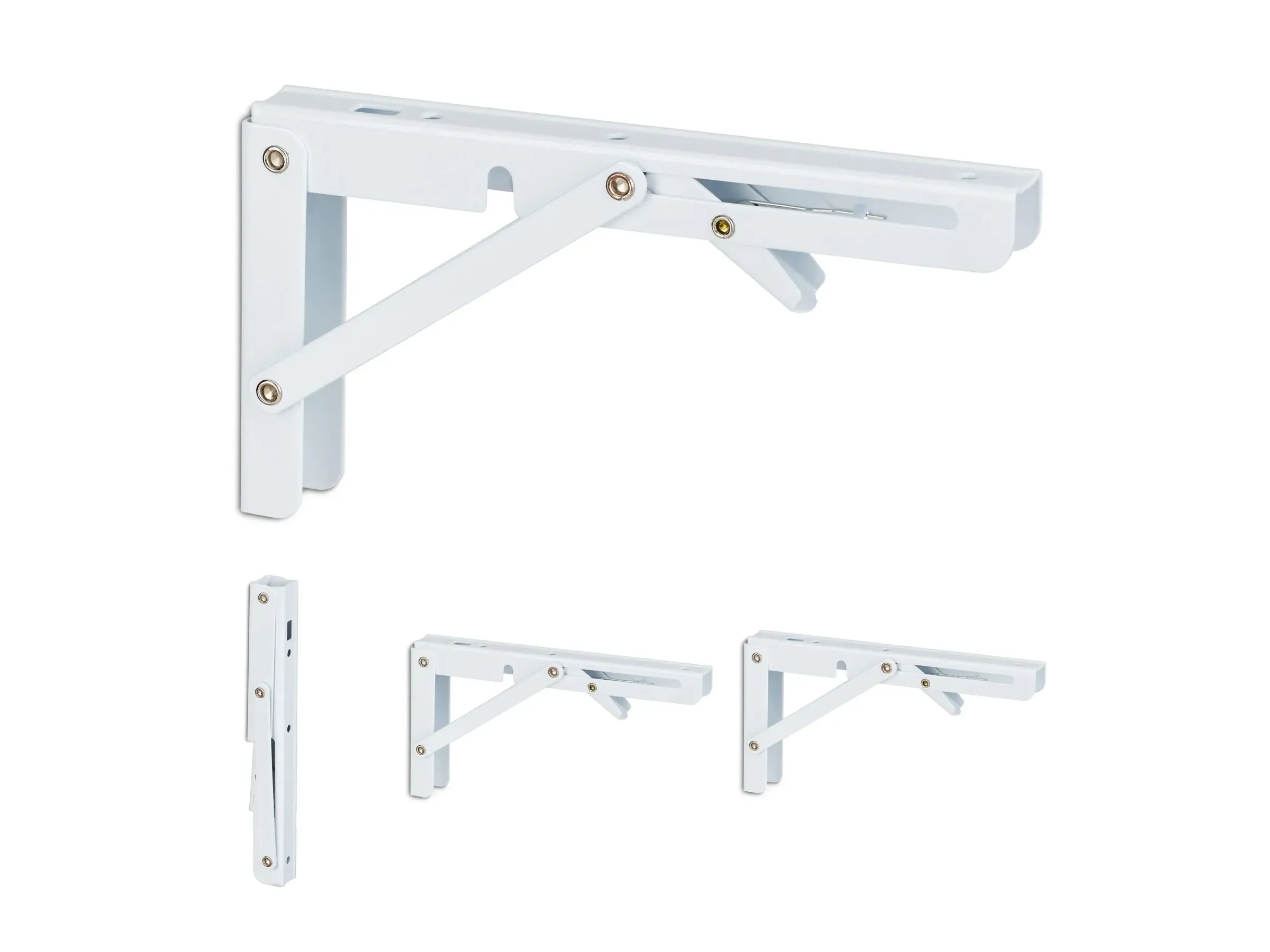 Relaxdays Regalträger klappbar Stahl weiß 4er Set 20 x 11 x 3 cm