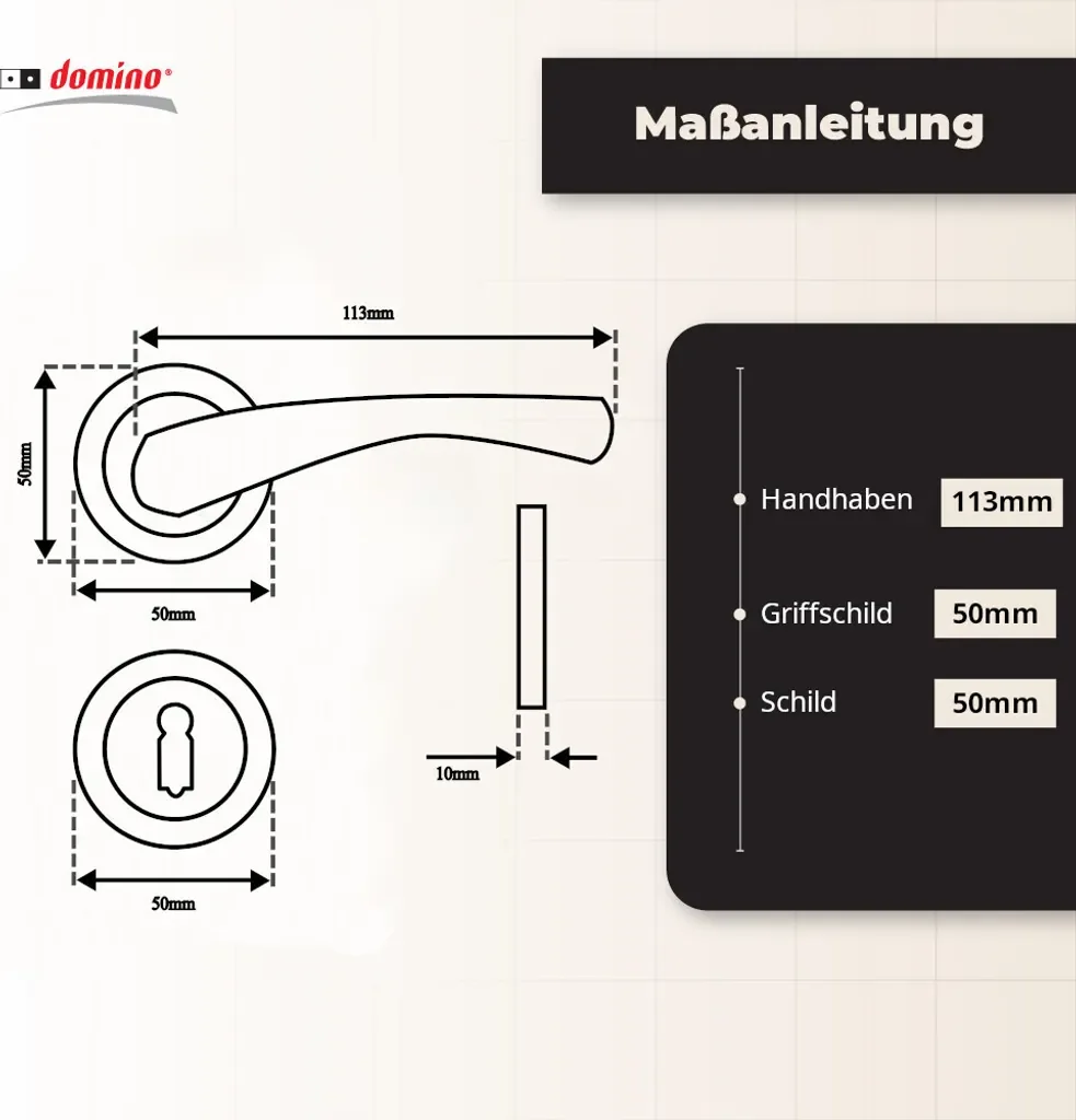 DOMINO Drückergarnitur BB runde Rosette Alu Chrom Nickel ROMANA R
