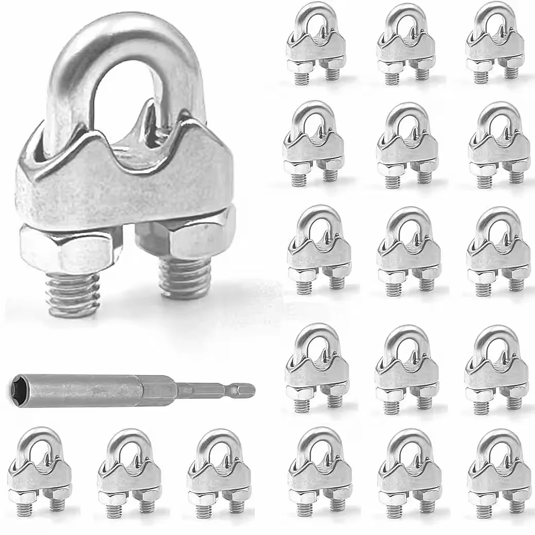 FELIXLEO Drahtseilklemmen 5 mm M5 Edelstahl Bügelklemmen 30 Stück