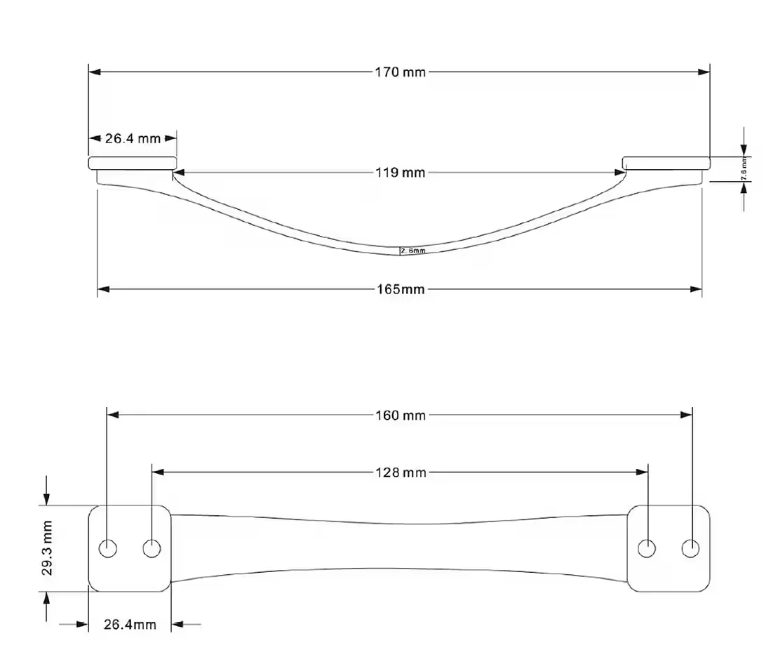 LIVINGPOINT24 Möbelgriff BA 160 mm Küchengriff dunkel gebürstet