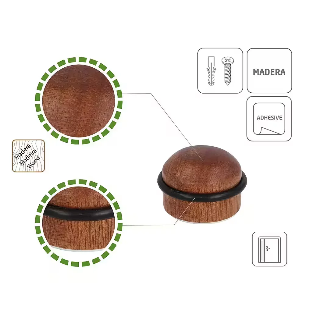 MS BESCHLÄGE Bodentürstopper Holz mit Gummiring Türpuffer