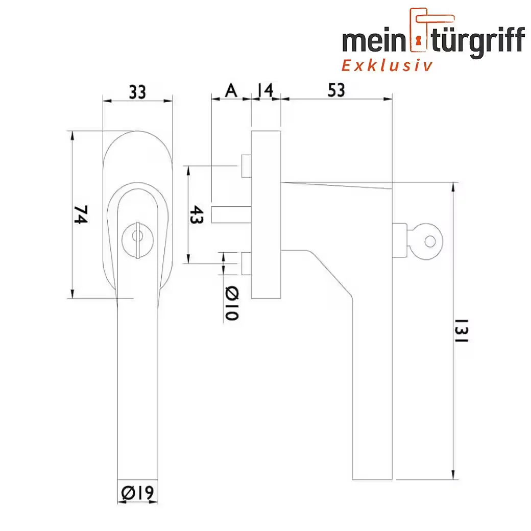 MEINTÜRGRIFF Fenstergriff abschließbar Edelstahl matt L Form